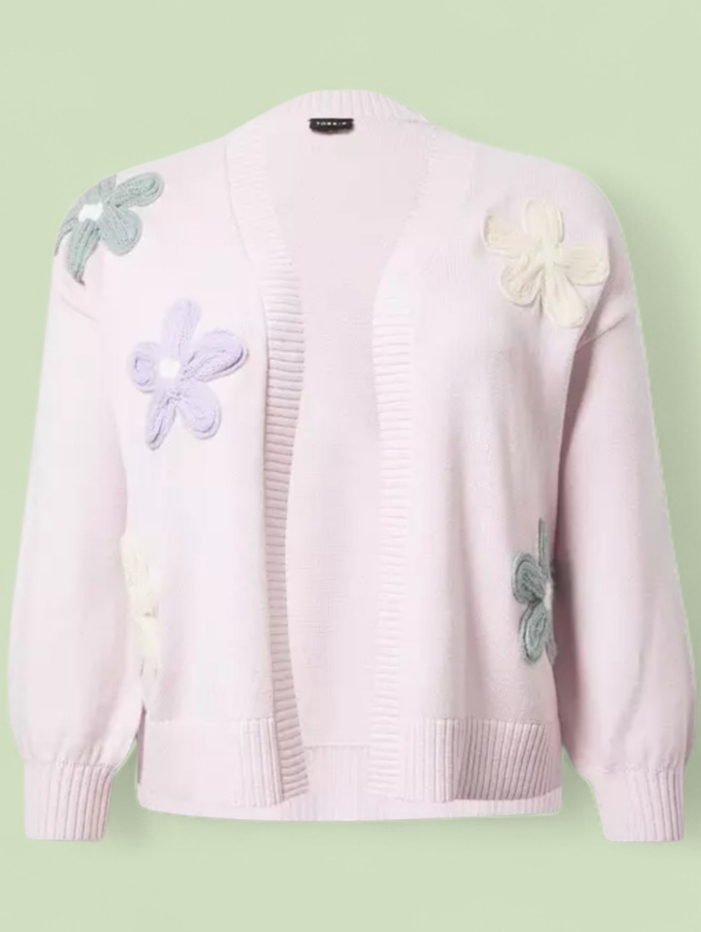 Torrid Light Lilac Open Front Cardigan with Daisy Applique 3x